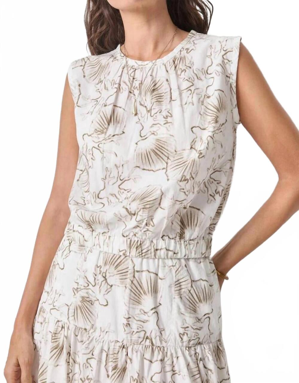 NEW LILLA P poplin crewneck shell top in fern print